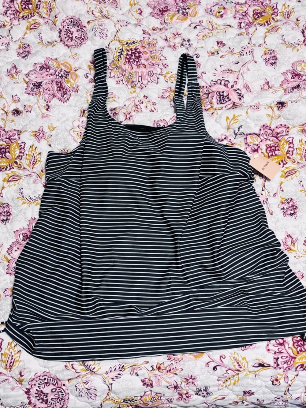 BloomChic Black and White Striped Tank Top
